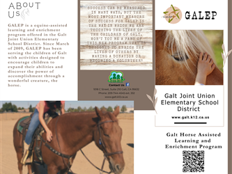 Galt Horse Assisted Learning and Enrichment Program Brochure