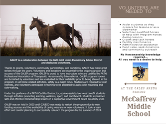 Galt Horse Assisted Learning and Enrichment Program Brochure