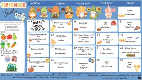 Fairsite September Menu