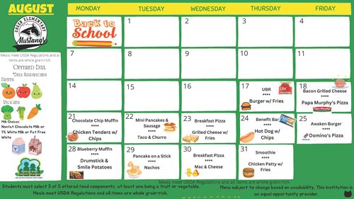 Greer Elementary August Menu
