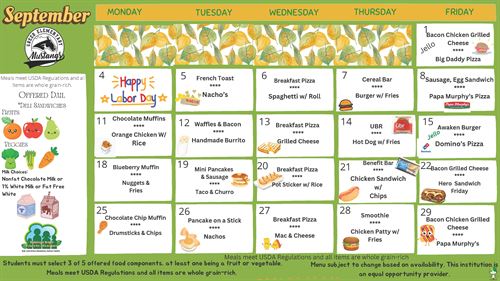 Greer September Menu