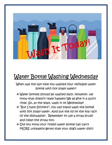 Water Bottle Washing Wednesday Flyer
