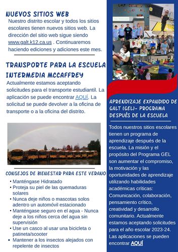 July Newsletter (Boletin) - Spanish