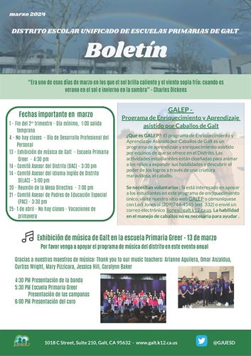 Galt Joint Union Elementary School District - Monthly Newsletter